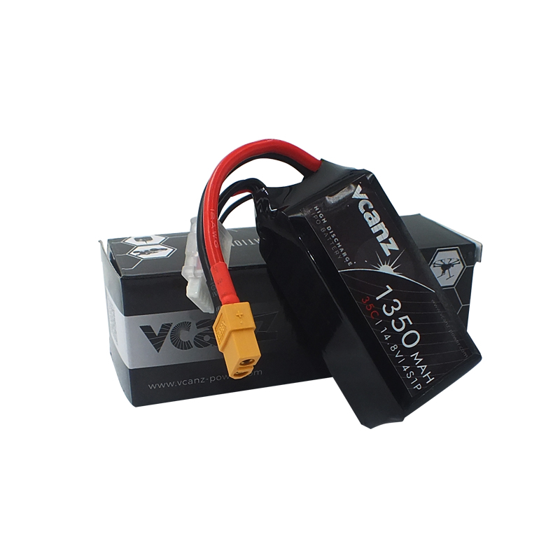 35C 1350mAh 14.8V lipo Vcanz 4S 35C lipo for Mojo 280,250-size multirotor and similiar